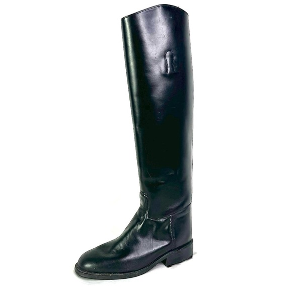 BOULET VINTAGE BLACK RIDING BOOT EQUESTRIAN BOOT TALL BOOT BELOW THE KNEE SIZE 6 - Picture 1 of 15